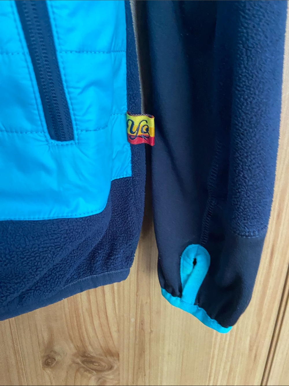Women's Navy & Aqua Hooded Jacket with Rainbow Stripes - Picture 2 of 6